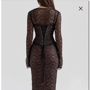 Elegant Black Lace Midi Dress